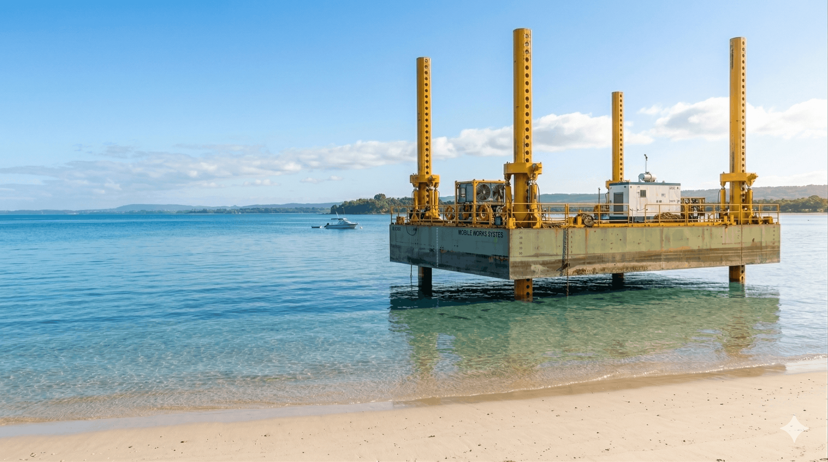 Jack-up barge in calm waters - Modular Pontoon Systems
